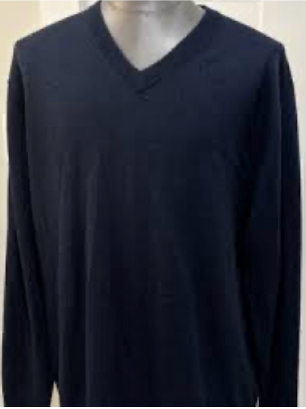 Turnbury men's V-neck pullover sweater dark navy blue 100% extra fine wool XL